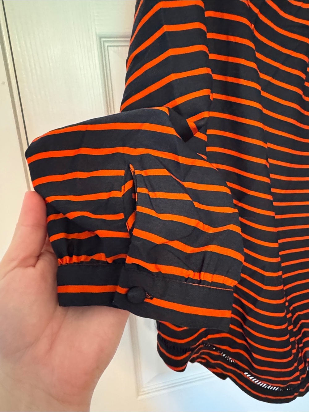 J. Crew Women’s Navy & Orange Striped Scoop Neck Blouse - Picture 5 of 7